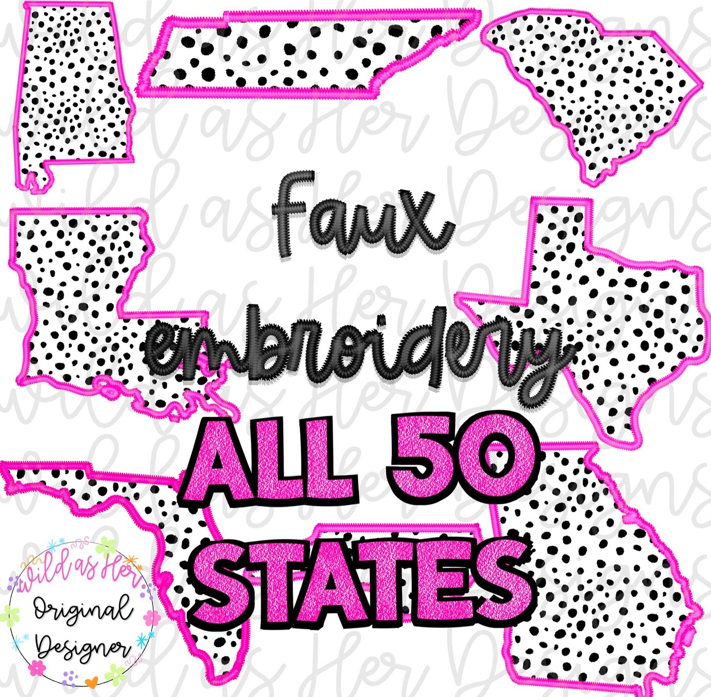 Faux embroidery states dots